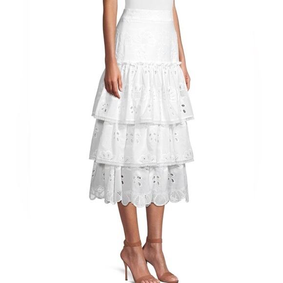 ALEXIS‎ Faustine Ruffled White Midi Skirt Women’s Size XS - Picture 3 of 11